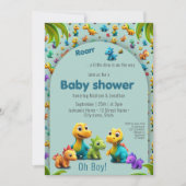Invitation baby shower de dinosaures 3d Cute Dino (Devant)