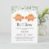 Invitation Baby shower de Dinosaures jumeaux (Debout devant)