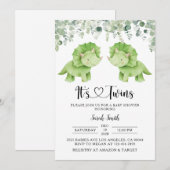 Invitation Baby shower de Dinosaures jumeaux (Devant / Derrière)