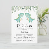 Invitation Baby shower de Dinosaures jumeaux (Debout devant)