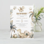 Invitation baby shower de dinosaures sans distinct (Debout devant)