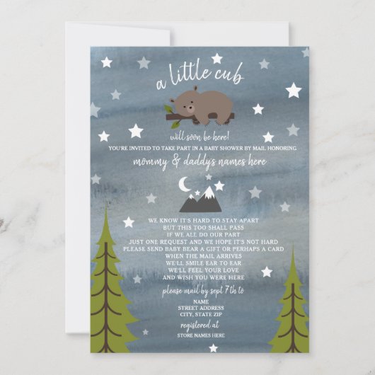 Invitation Baby shower De Distances Sociales Par L'Ours Du Co (Devant)