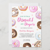Invitation Baby shower de Donuts et de Diapeurs aquarelles (Devant)