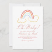 Invitation Baby shower de doodle gris arc-en-ciel (Devant)