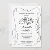 Invitation Baby shower de doodle unique à main lunaire (Devant)