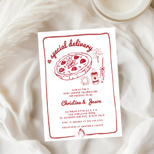 Invitation baby shower de doodles à café à main