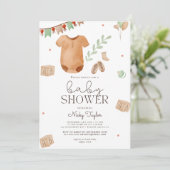 Invitation Baby shower de douche Boho aquarelle (Debout devant)