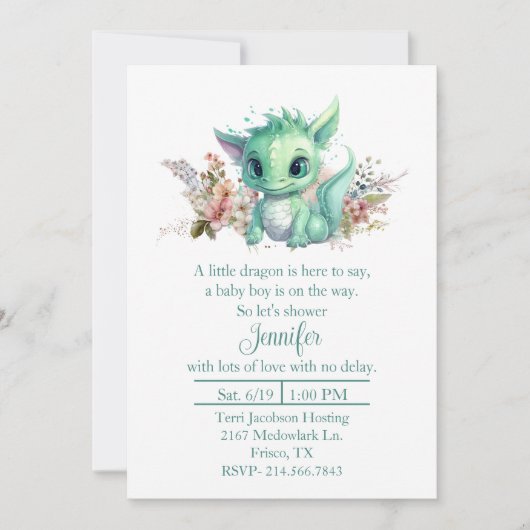 Invitation Baby shower de Dragon Bébé (Devant)