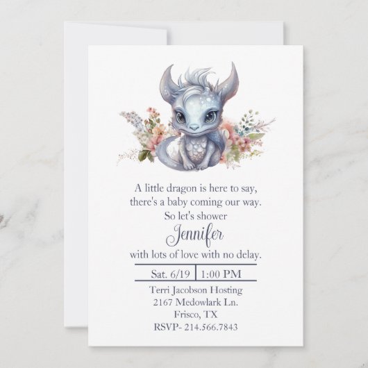 Invitation Baby shower de Dragon Bébé (Devant)