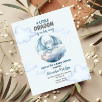 Baby shower de dragon d'aquarelle bleu