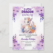 Invitation Baby shower de dragon d'aquarelle violet (Devant)