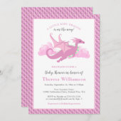 Invitation Baby shower de dragon de fille Whimsical rose (Devant / Derrière)