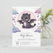 Invitation Baby shower de dragon épais Whimsical (Debout devant)