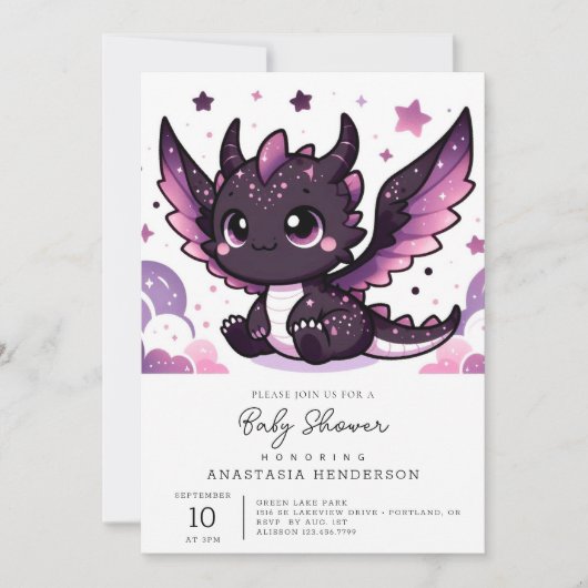Invitation Baby shower de dragon lunatique de feu (Devant)
