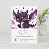 Invitation Baby shower de dragon lunatique de feu (Debout devant)