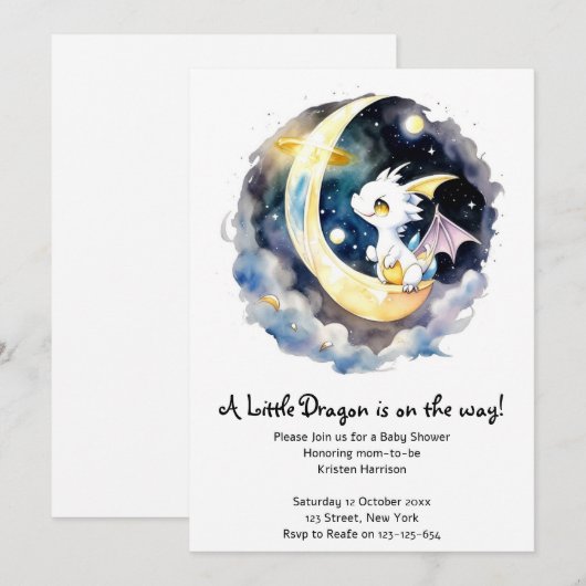 Invitation Baby shower de dragon mystique (Devant / Derrière)