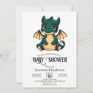 Invitation Baby shower de dragon numérique minimaliste Whimsi