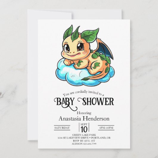 Invitation Baby shower de Dragon Numérique Petit Magique (Devant)