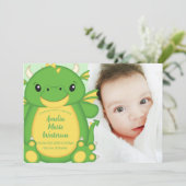 Invitation Baby shower de dragon vert (Debout devant)