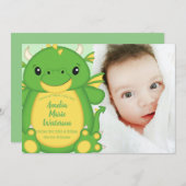 Invitation Baby shower de dragon vert (Devant / Derrière)
