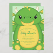 Invitation Baby shower de dragon vert (Devant / Derrière)