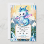 Invitation Baby shower de dragon Whimsical Watercolor (Devant)