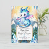 Invitation Baby shower de dragon Whimsical Watercolor (Debout devant)