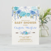 Invitation Baby shower de Dreamcatcher à fleurs de Boho d'or (Debout devant)