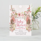 Invitation Baby shower de Dreamcatcher Floral Rose (Debout devant)