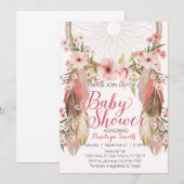 Invitation Baby shower de Dreamcatcher Floral Rose (Devant / Derrière)