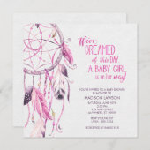 Invitation Baby shower de Dreamcatcher rose (Devant / Derrière)