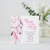 Invitation Baby shower de Dreamcatcher rose (Debout devant)