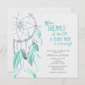 Invitation Baby shower de Dreamcatcher Vert/Bleu (Devant / Derrière)