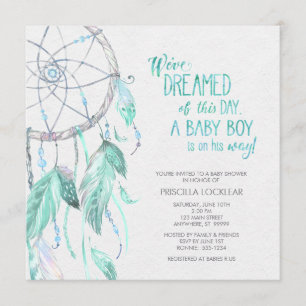 Invitation Baby shower de Dreamcatcher Vert/Bleu