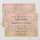 Invitation baby shower de Empreinte de léopard en or rose Omb (Devant / Derrière)