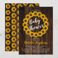 Baby shower de en bois de fleurs de tournesol Inv