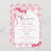 Invitation Baby shower de En vichy de boîte rose MODIFIABLE (Devant / Derrière)