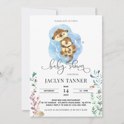 Invitation Baby shower de famille Otter (Devant)