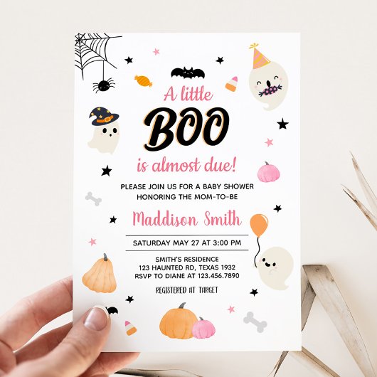 Invitation Baby shower de fantôme rose