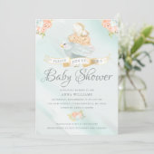 Invitation Baby shower de farine aquarelle (Debout devant)