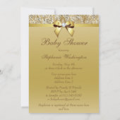 Invitation Baby shower de Faux Gold Sequins et Bow (Dos)