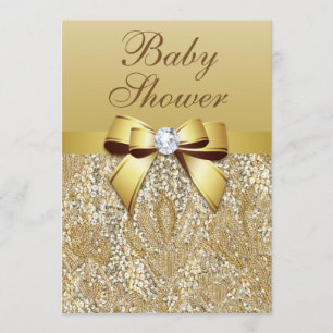 Invitation Baby shower de Faux Gold Sequins et Bow