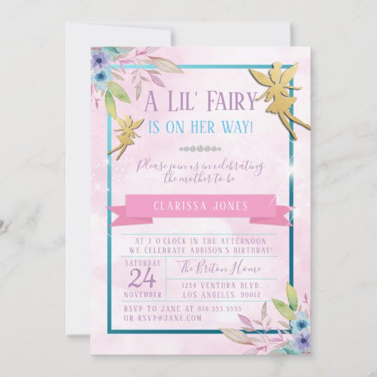 Invitation Baby shower de fée (Devant)