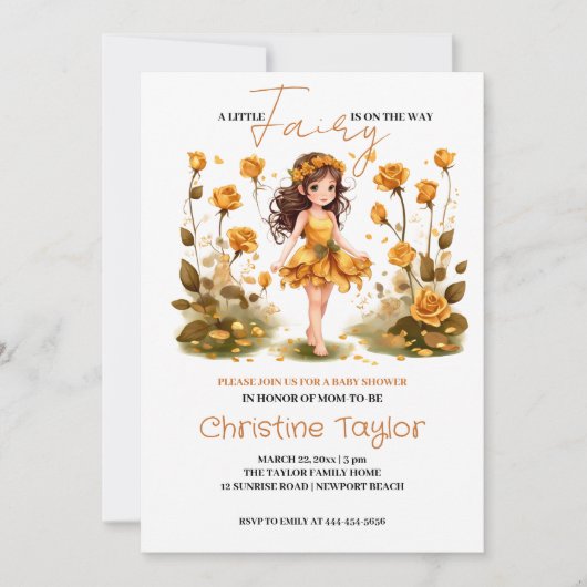 Invitation Baby shower de fée (Devant)