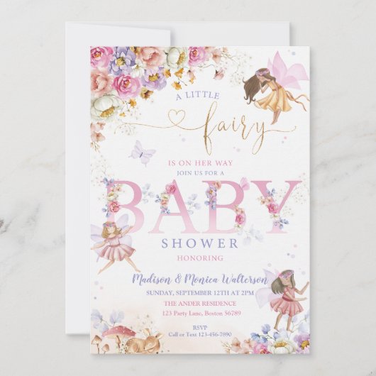 Invitation Baby shower de fée (Devant)