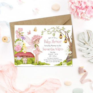 Invitation Baby shower de fée Douche de fée fleuri