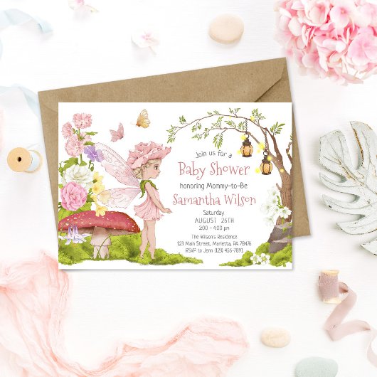 Invitation Baby shower de fée Douche de fée fleuri