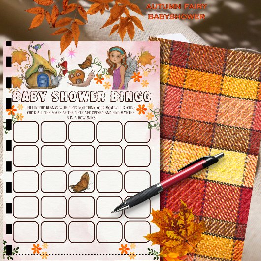 Invitation Baby shower de fée magique Activité de bingo