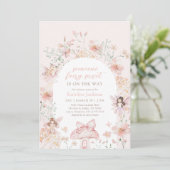 Invitation Baby shower de fée rose (Debout devant)