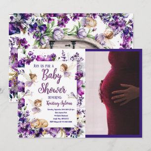 Invitation Baby shower de fée violet Whimsical